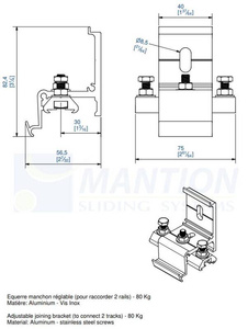 Łącznik szyny MANTION 11113M, aluminium
