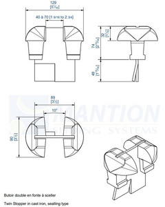 Podwójny stoper do wbetonowania MANTION 1096, ocynk