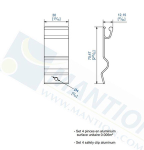 Komplet uchwytów do maskownicy MANTION 11169, aluminium
