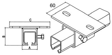 Podpora sufitowa IBFM do szyny 57x67 mm, typ 328G