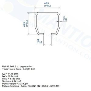 Szyna nośna MANTION HERCULE 9040N, stal czarna