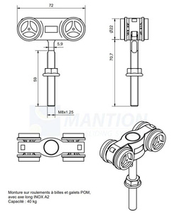Wózek 4-kołowy MANTION 11280LXA2, koła nylonowe, długi trzpień