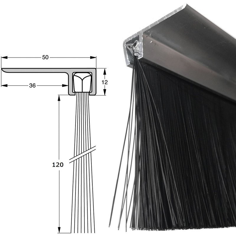 Uszczelka szczotkowa kątowa profil ALU F8-120 1000 mm