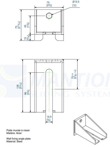 Regulowany uchwyt ścienny MANTION 9046CF, ocynk