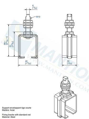 Uchwyt sufitowy z trzpieniem MANTION 3531, ocynk