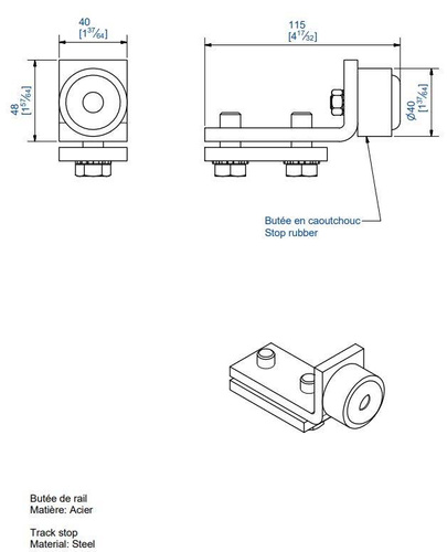 Stoper szyny MANTION 9159, ocynk