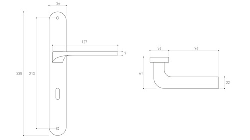 Klamka drzwiowa Metal-Bud FEBE 72 mm