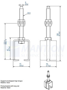 Uchwyt sufitowy z przedłużonym trzpieniem MANTION 5041L, ocynk