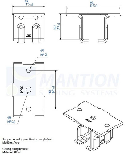 Uchwyt sufitowy MANTION 3634, ocynk