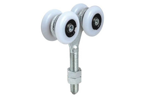 Wózek 4-kołowy IBFM do szyny nośnej 33x34 mm, typ 331N z trzpieniem gwintowanym M8, koła nylonowe