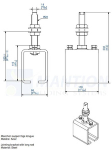 Wzmocniony uchwyt sufitowy z przedłużonym trzpieniem MANTION 8578ML, ocynk