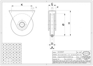 Koło jezdne 1-łożyskowe profil U Ø16 mm z podporą górną