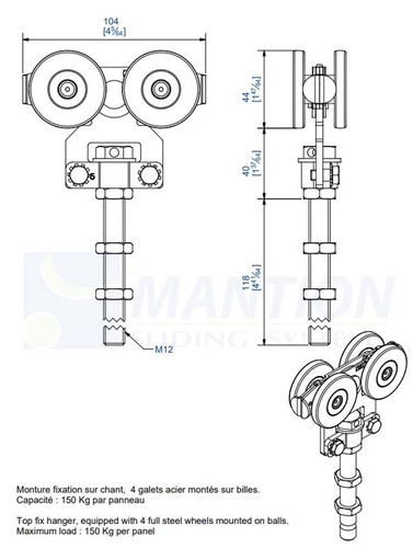 Wózek 4-kołowy MANTION 2255L, ocynk