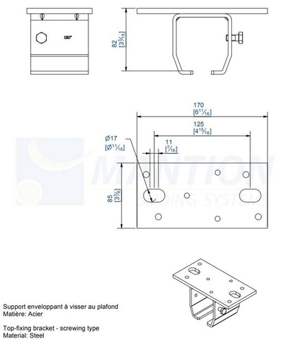 Uchwyt sufitowy MANTION 9058H, ocynk