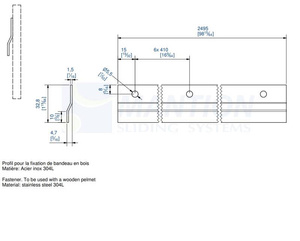 Mocowanie maskownicy drewnianej MANTION 10187XA2, stal nierdzewna AISI 304