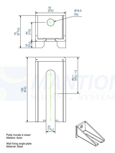 Regulowany uchwyt ścienny MANTION 9056CFL, ocynk