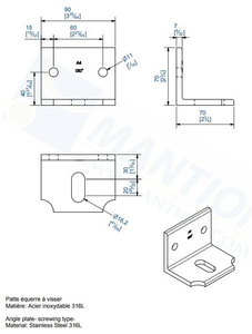 Kątownik montażowy MANTION 9043XA4, stal kwasoodporna AISI 316