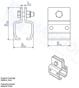 Uchwyt sufitowy do płaskownika MANTION 9042N, ocynk