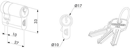 Wkładka jednostronna 37 mm Locinox 3012-37-STD, nikiel