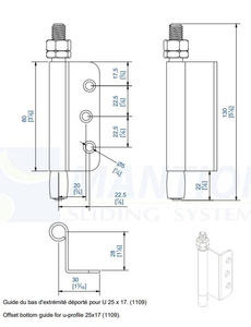Prowadnik dolny z kątownikiem MANTION 1104EL, ocynk