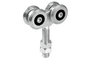 Wózek 4-kołowy IBFM do szyny nośnej 33x34 mm, typ 331/I z trzpieniem gwintowanym M8, stal nierdzewna AISI 304