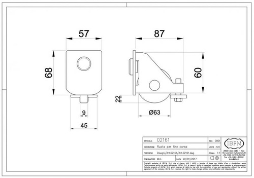 Rolka najazdowa do szyny nośnej IBFM 57x67 mm, typ 2161