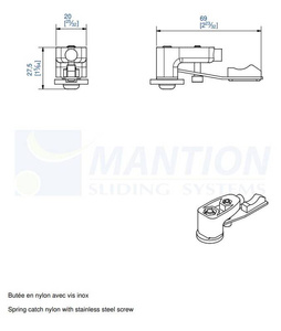 Stoper końcowy z blokadą MANTION 11213XA2, stal nierdzewna AISI 304
