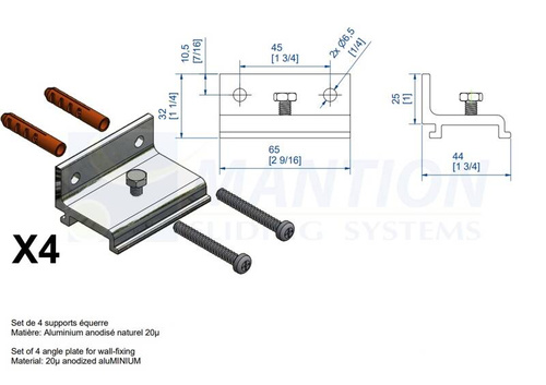 Komplet uchwytów ściennych MANTION GH10430B, aluminium anodowane