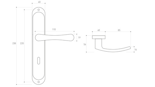 Klamka drzwiowa Metal-Bud SYDNEY 72 mm