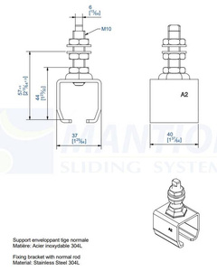Uchwyt sufitowy zakończony trzpieniem MANTION 9011XA2, stal nierdzewna AISI 304