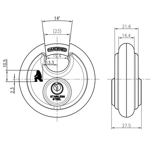 Kłódka okrągła YETI KF70Y