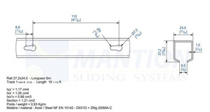 Szyna nośna MANTION SPORTUB 2525F, ocynk