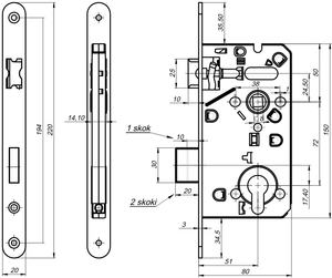 Zamek wpuszczany przemysłowy LOB Z7504