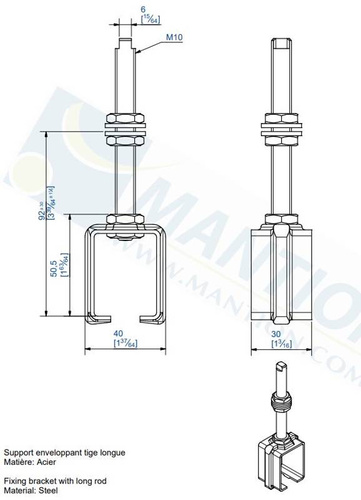 Uchwyt sufitowy z przedłużonym trzpieniem MANTION 3531L, ocynk