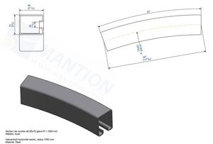 Sektor łuku szyny nośnej MANTION SPORTUB 8570CS, promień 1000 mm, kąt 20°, 347 mm, ocynk