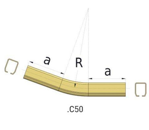 Łuk pionowy 20° NIKO 26.C50, promień 600±20 mm, odcinki proste 220±20 mm, ocynk