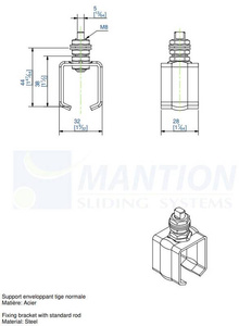 Uchwyt sufitowy z trzpieniem MANTION 2521, ocynk