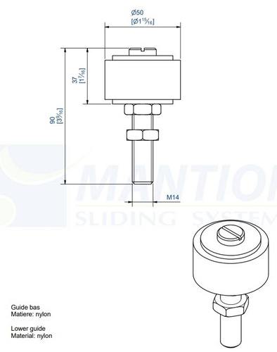 Dolna rolka prowadząca MANTION 1115KW, nylon