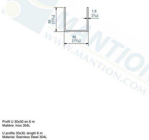 Dolna szyna prowadząca MANTION 1110XA2, stal nierdzewna AISI 304
