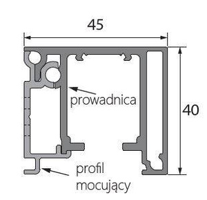 Prowadnica z profilem mocującym MANTION SAF-SLIM 11108SMC/SP1, czarne aluminium, do drzwi 960-1460 mm