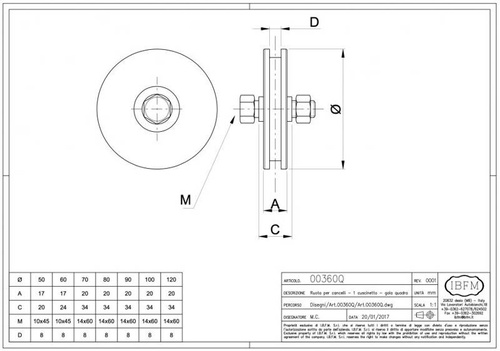 Koło jezdne 1-łożyskowe profil kwadratowy