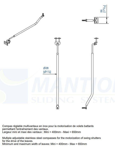 Ramię prowadzące do okiennic składanych MANTION W0000400