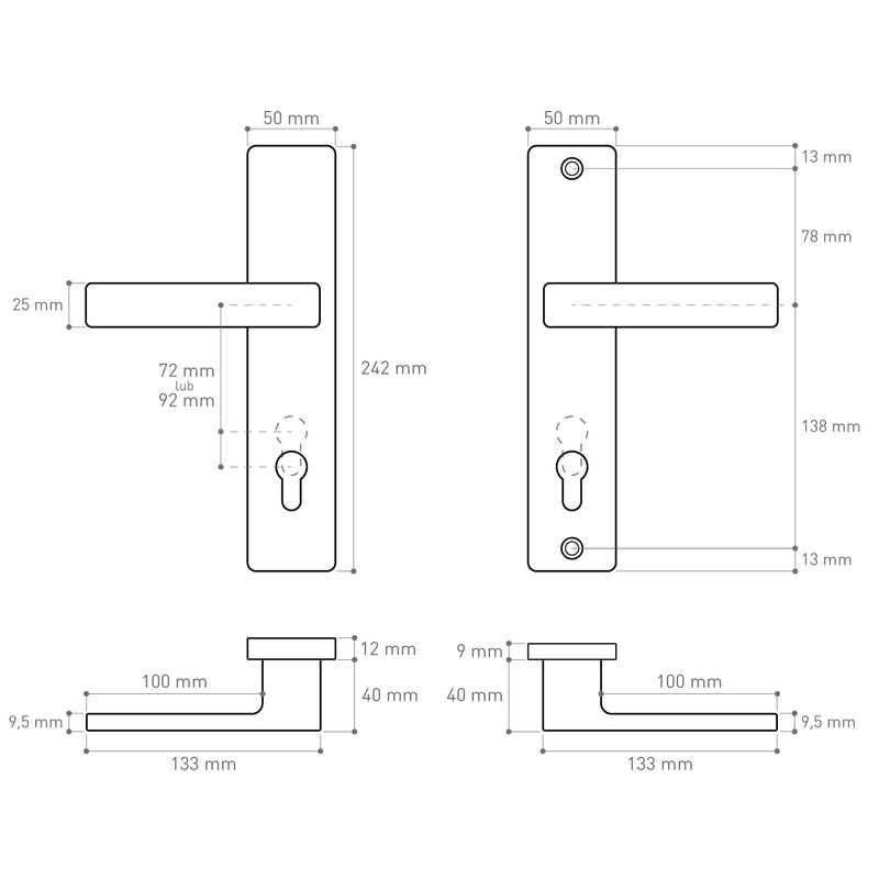 Nowoczesny design klamki METAL-BUD ATLAS 92 mm