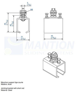 Łącznik szyny z trzpieniem MANTION 2521MC, ocynk