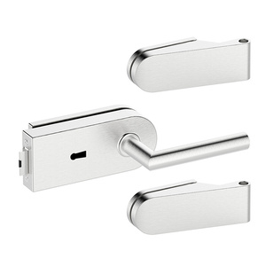 Zestaw okuć do drzwi szklanych Metal-Bud inox okrągły, na klucz