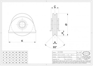 Koło jezdne 1-łożyskowe profil V z podporą dolną