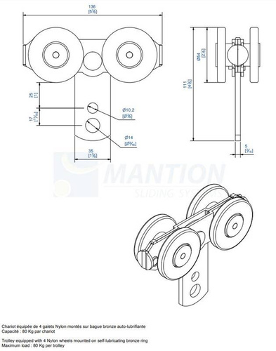 Wózek 4-kołowy MANTION 0762, ocynk