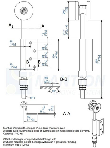 Wózek 2-kołowy z zawiasem MANTION 0382E, ocynk