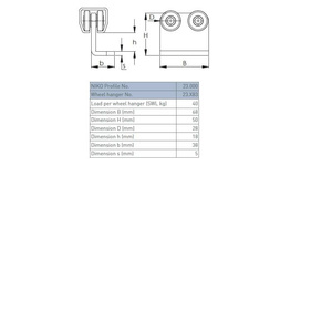 Wózek 4-kołowy do kurtyn samochodowych NIKO 23.X83, ocynk