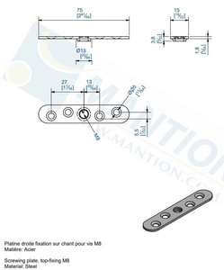 Płytka montażowa do skrzydeł drewnianych MANTION 0023, ocynk